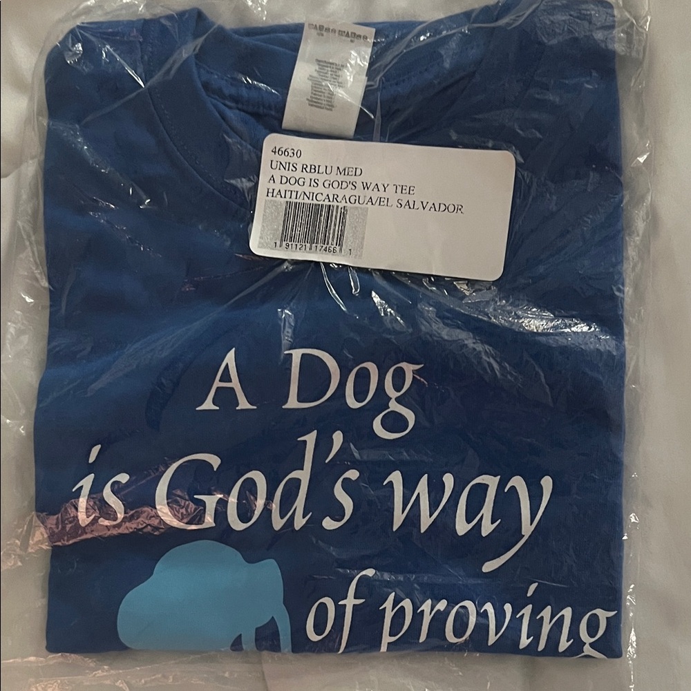 Blue Graphic T “A dog is God’s way of proving he doesn’t want us to walk alone”